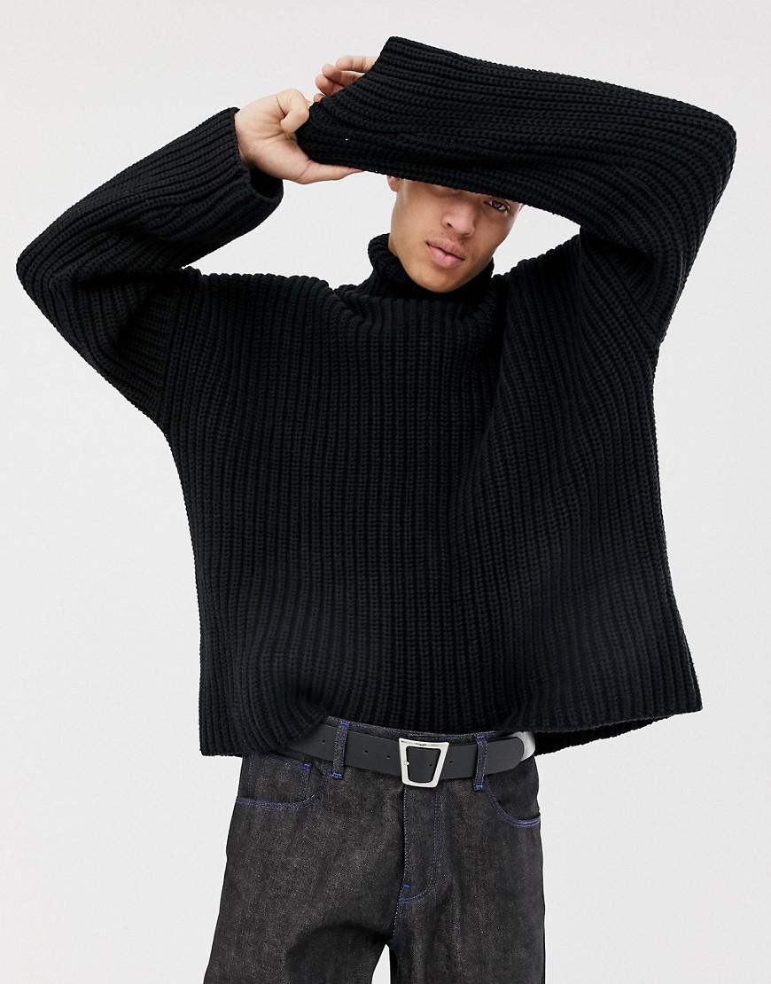 ASOS Oversized Sweater In Chunky Black Knit for Men | Lyst