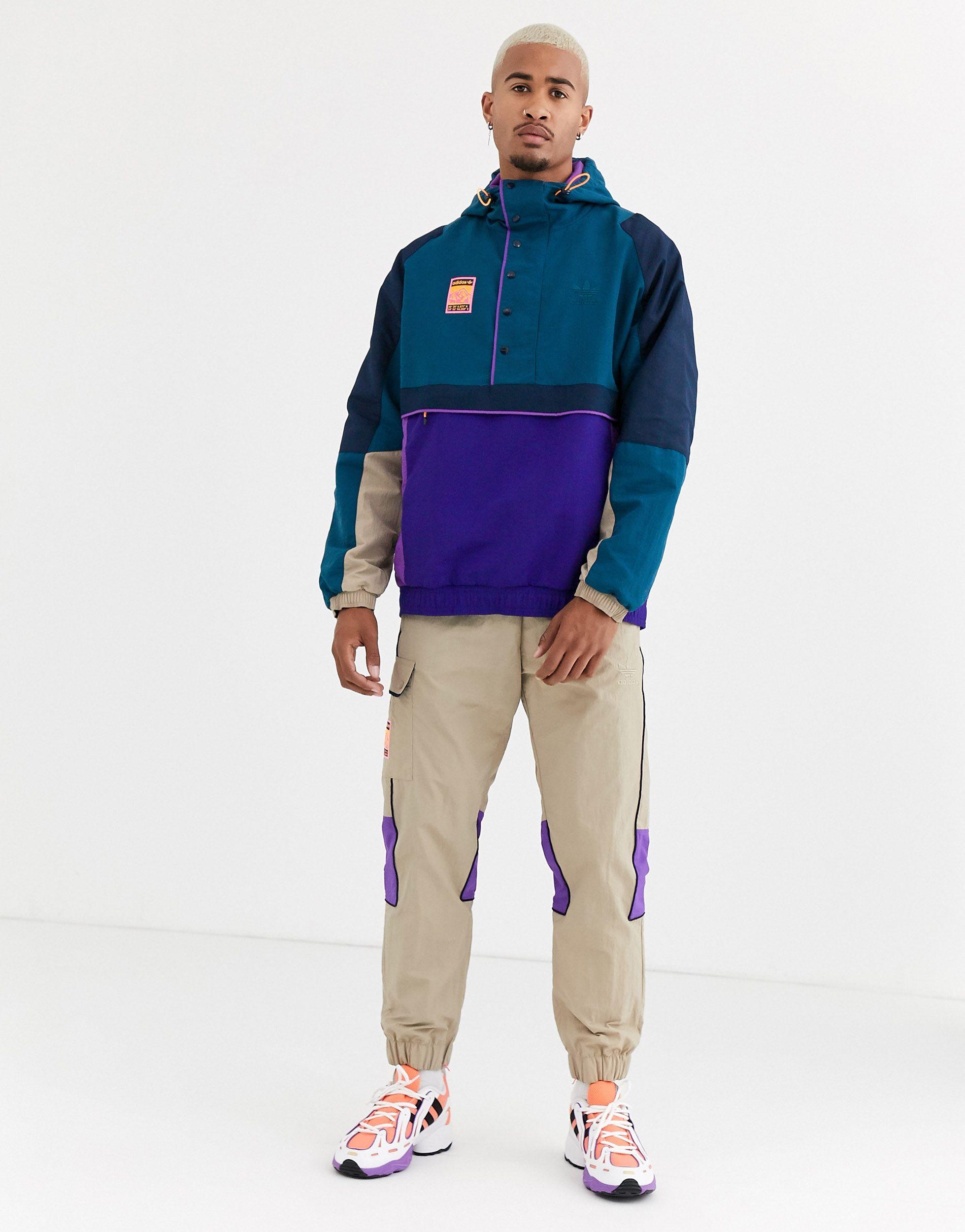 adidas Originals Synthetic Adiplore Half Zip Jacket With Hood in 