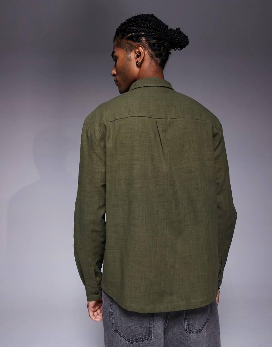 River Island Linen-look Shirt in Green for Men Lyst UK