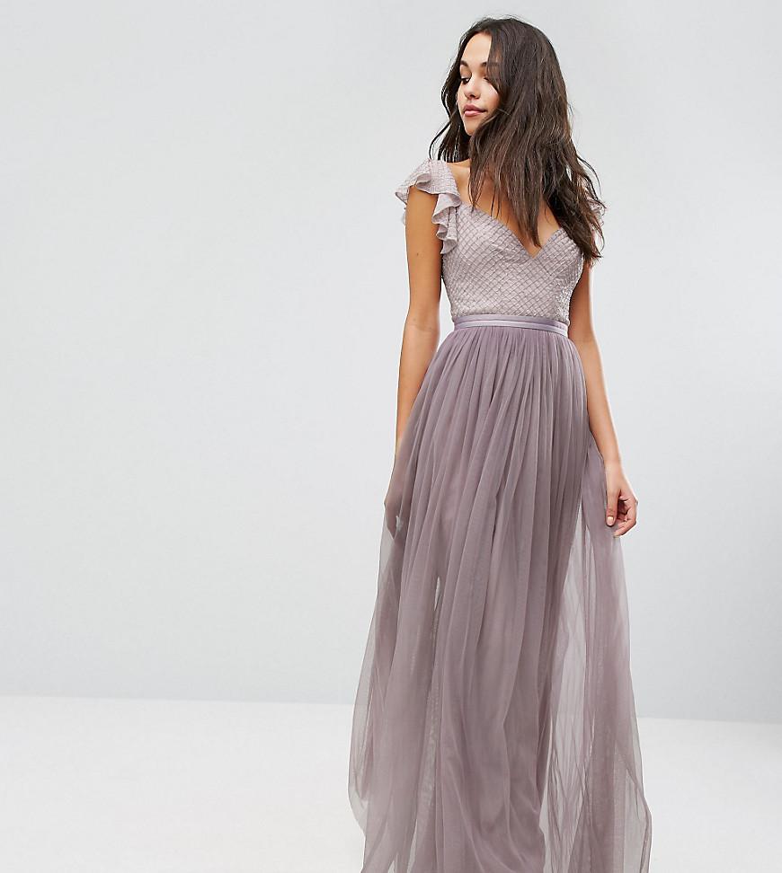 Needle & Thread Swan Tulle Maxi Dress With Frill Sleeve in Purple - Lyst