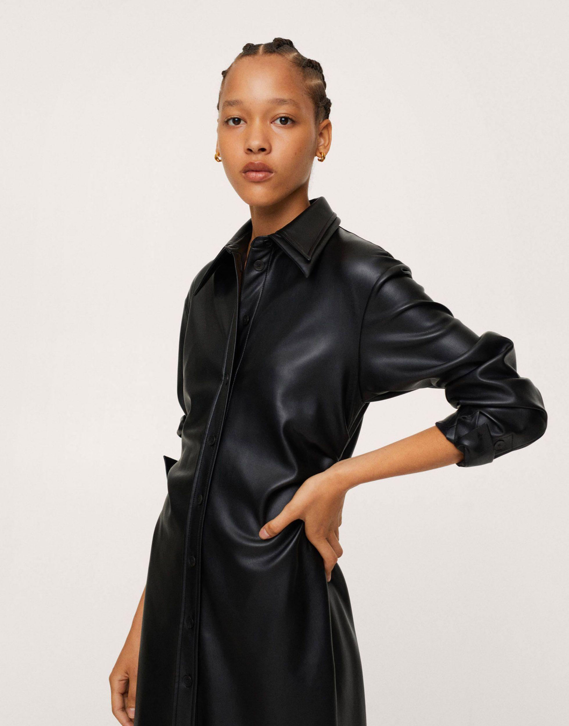 faux leather button jacket