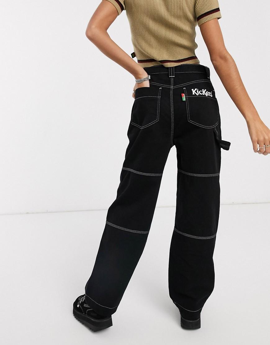 Kickers Relaxed Cargo Pants With Contrast Stitching in Black | Lyst