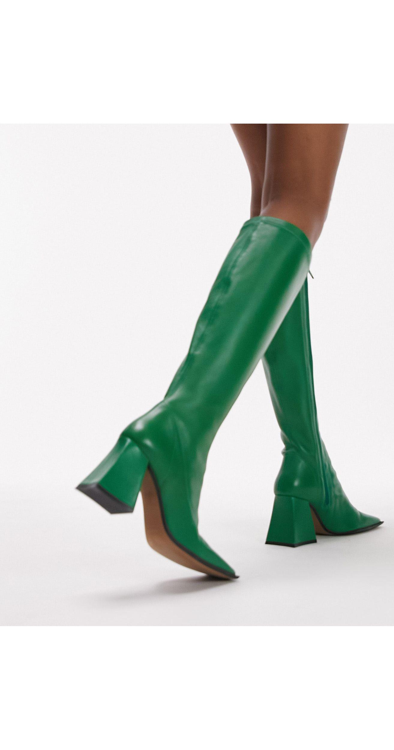 Topshop green suede boots top