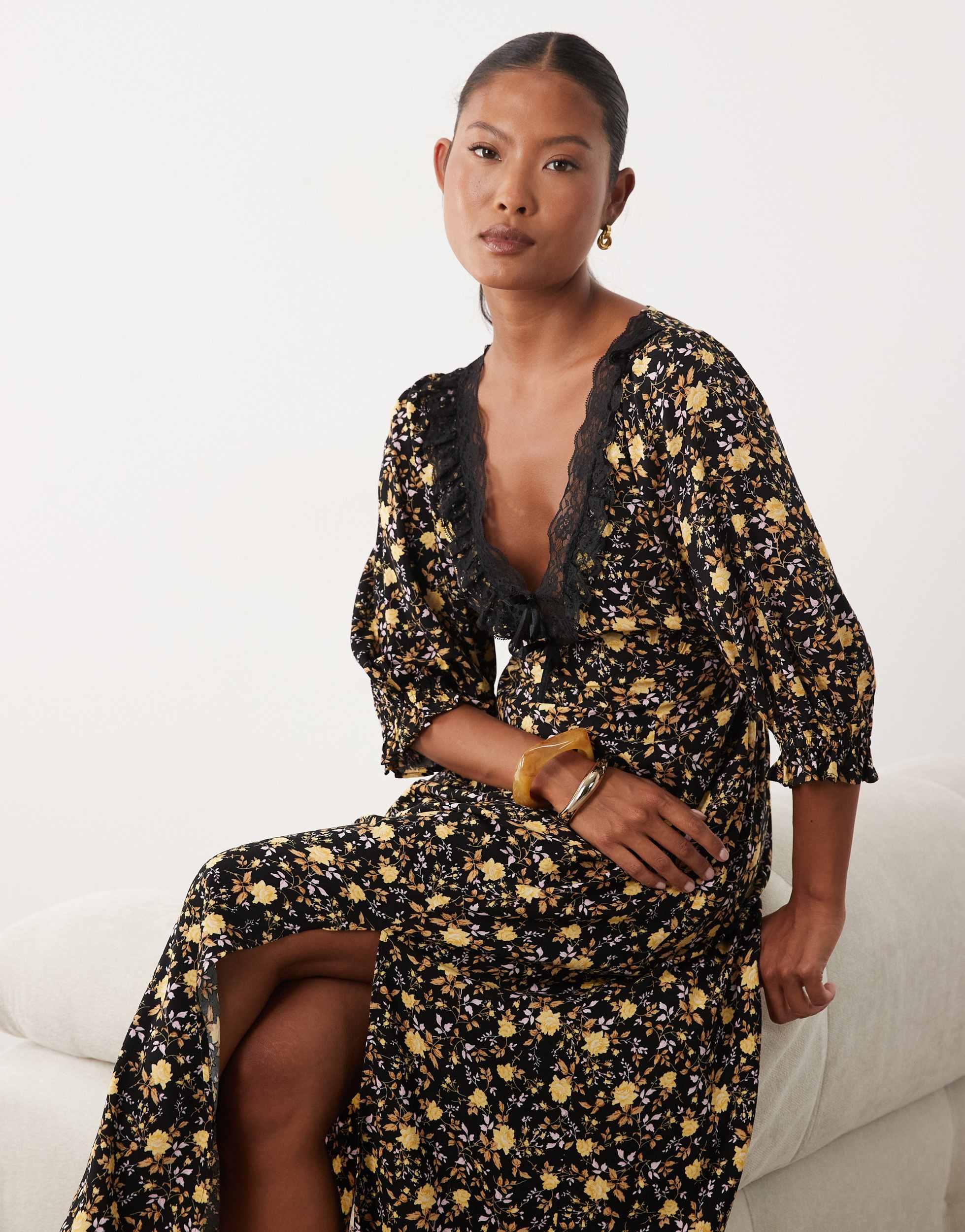 miss selfridge jacquard puff sleeve smock dress in gold Casual and day dresses for Women | Online Sale up to 75% off Category:BRIDESMAID DRESSES