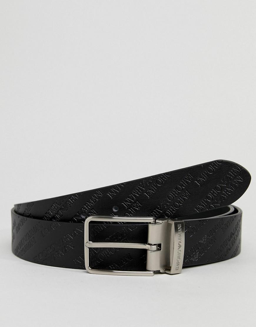 Emporio Armani Leather Embossed Belt In 