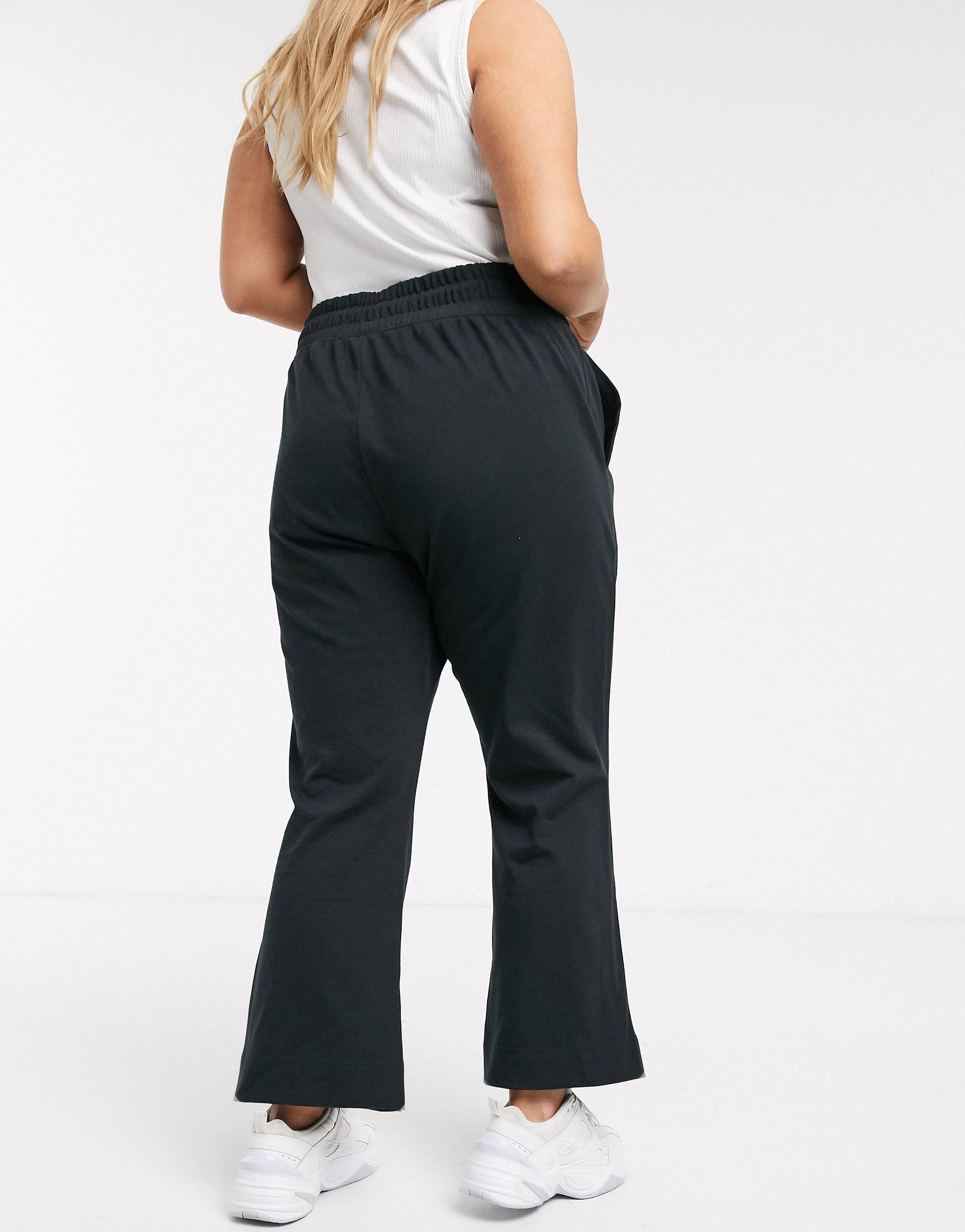 nike premium high waist wide leg black joggers