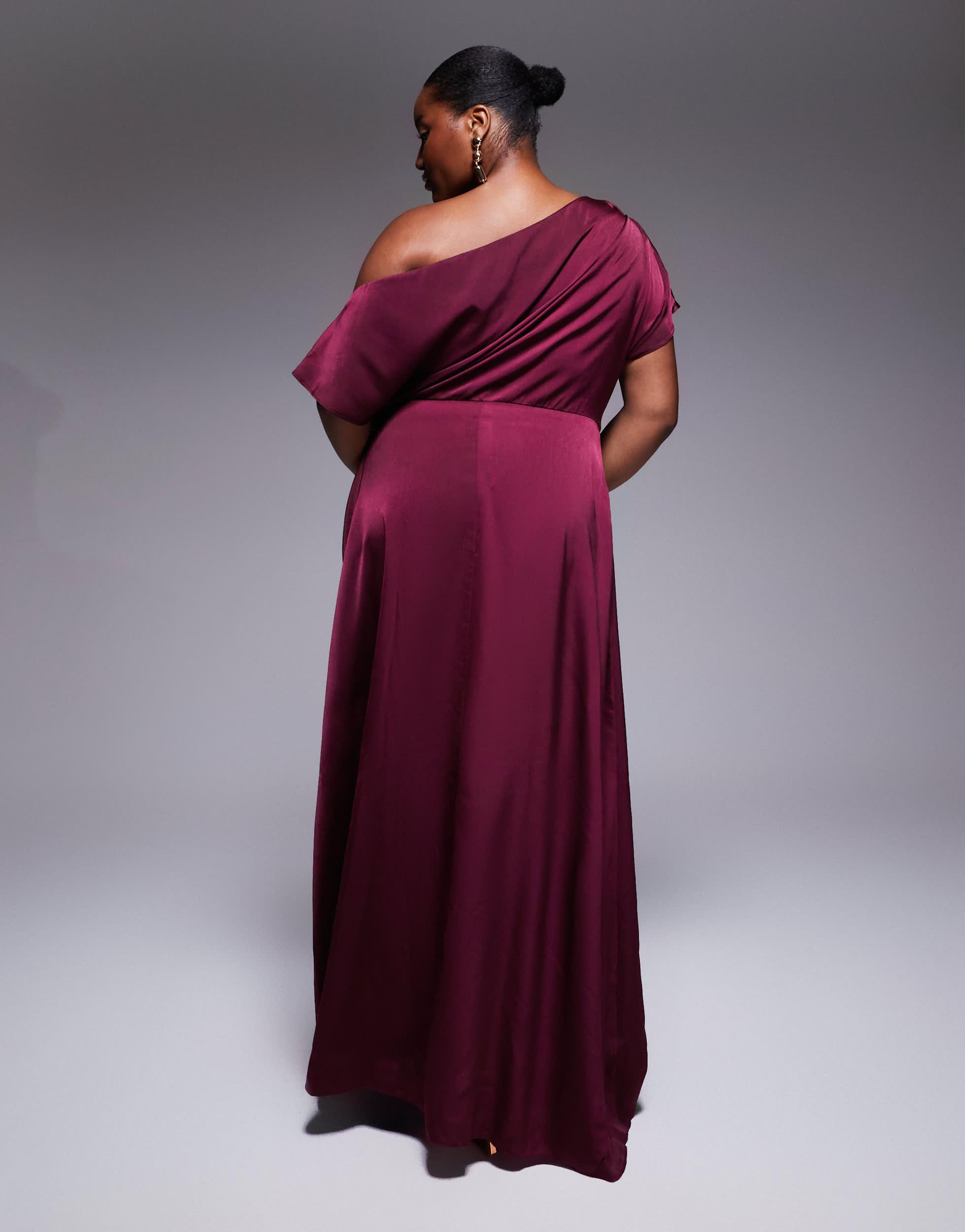 ASOS Asos Design Curve Exclusive Satin Fallen Shoulder Shoulder Side Split Maxi Dress in Purple | Lyst ASOS Asos Design Curve Exclusive Satin Fallen Shoulder Shoulder Side Split Maxi Dress in Purple | Lyst
