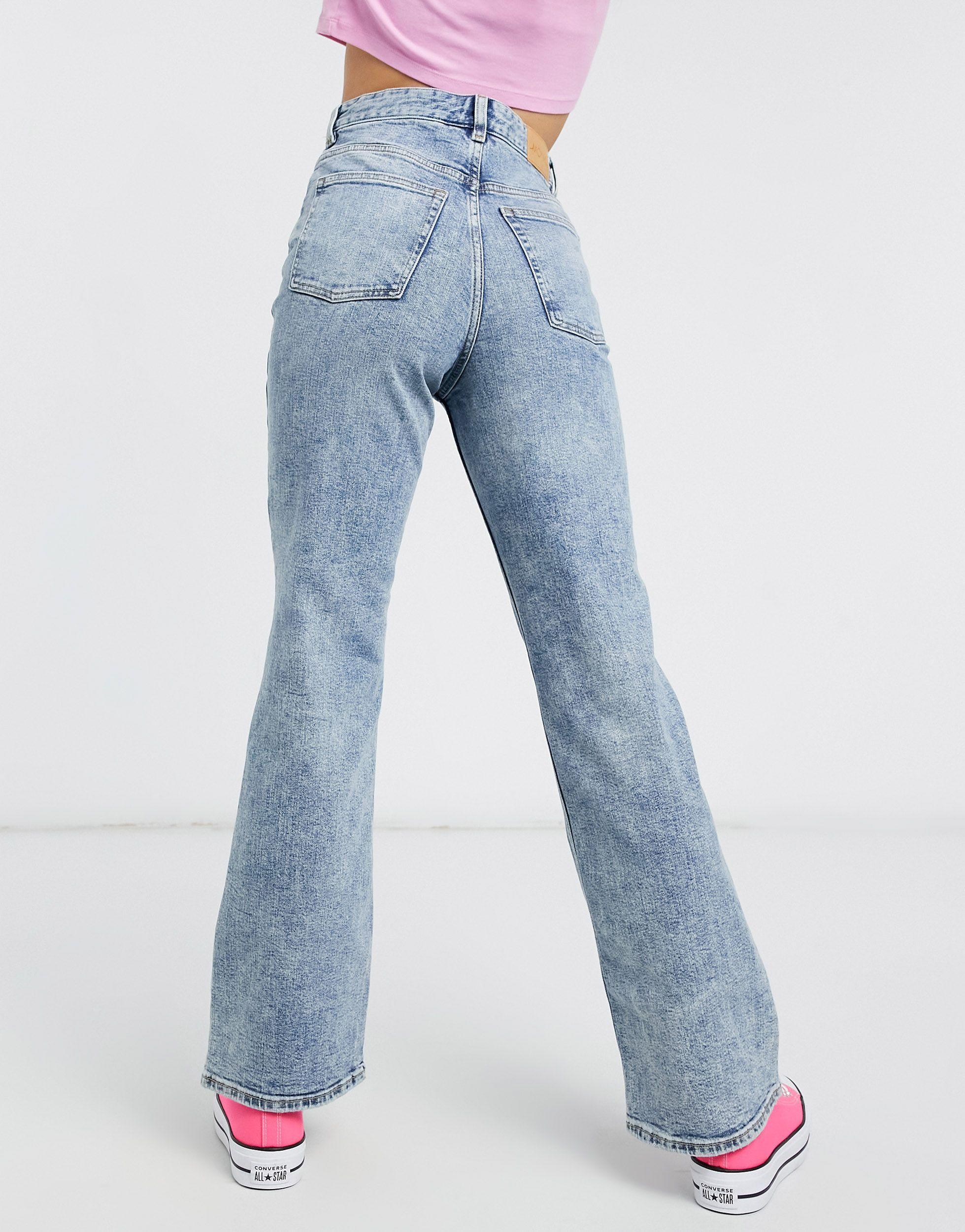 Monki Kaori Cotton Flared Jeans in Blue | Lyst