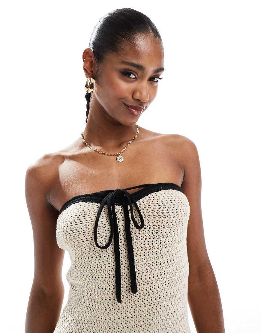 4th & Reckless Contrast Edge Tie Front Crochet Beach Maxi Dress in White |  Lyst UK