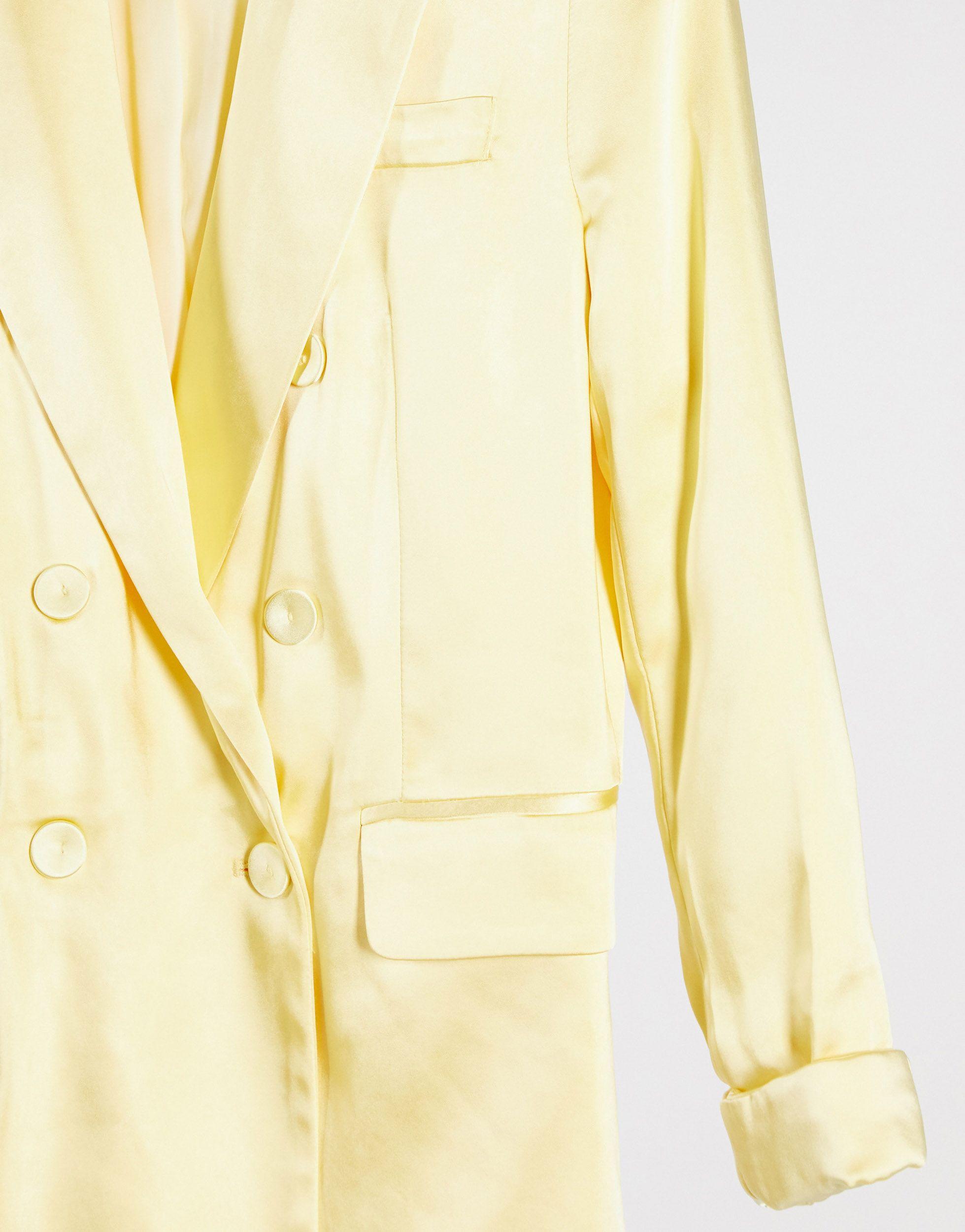 Bershka Satin Blazer in Yellow | Lyst