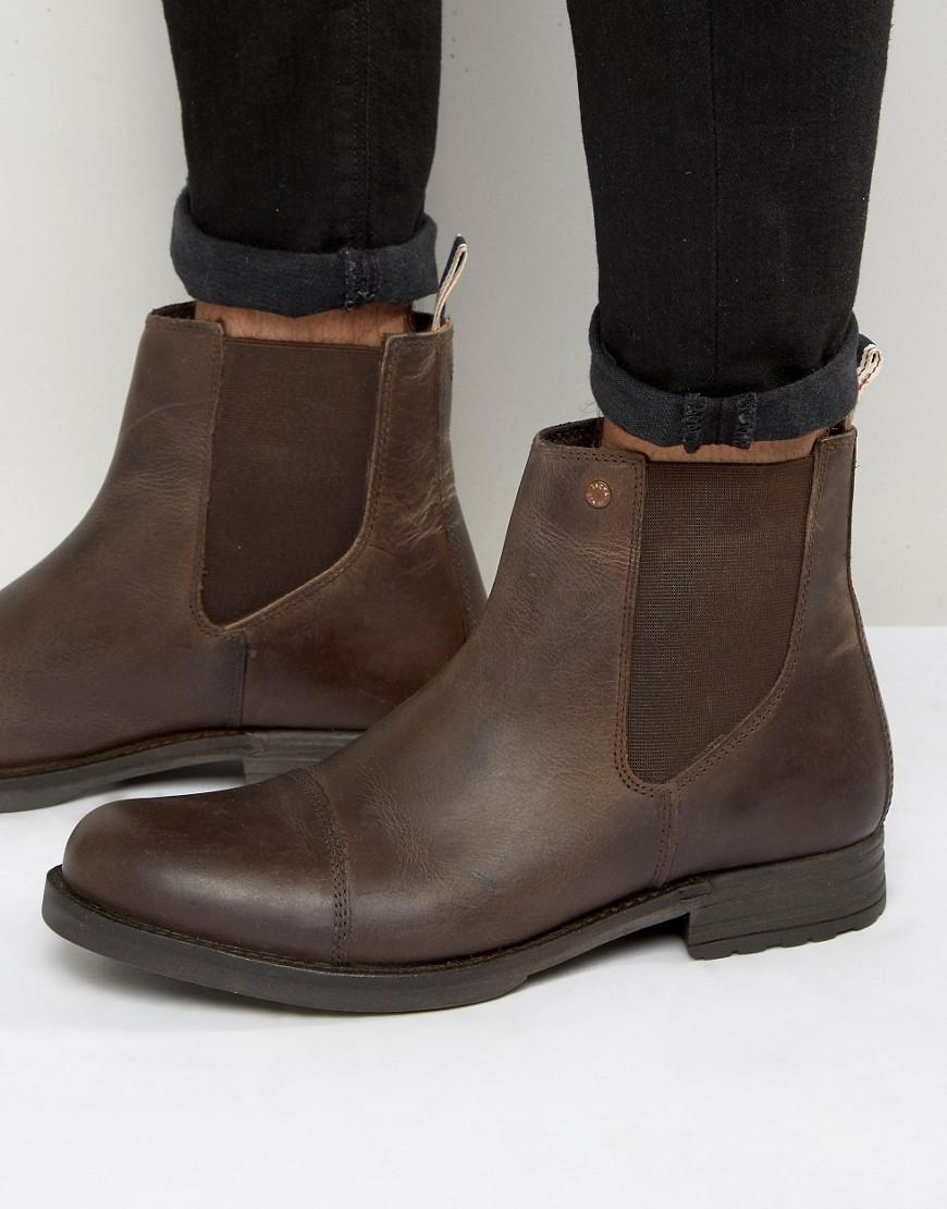 Jack & Jones Simon Leather Chelsea Boots in Brown for Men - Lyst