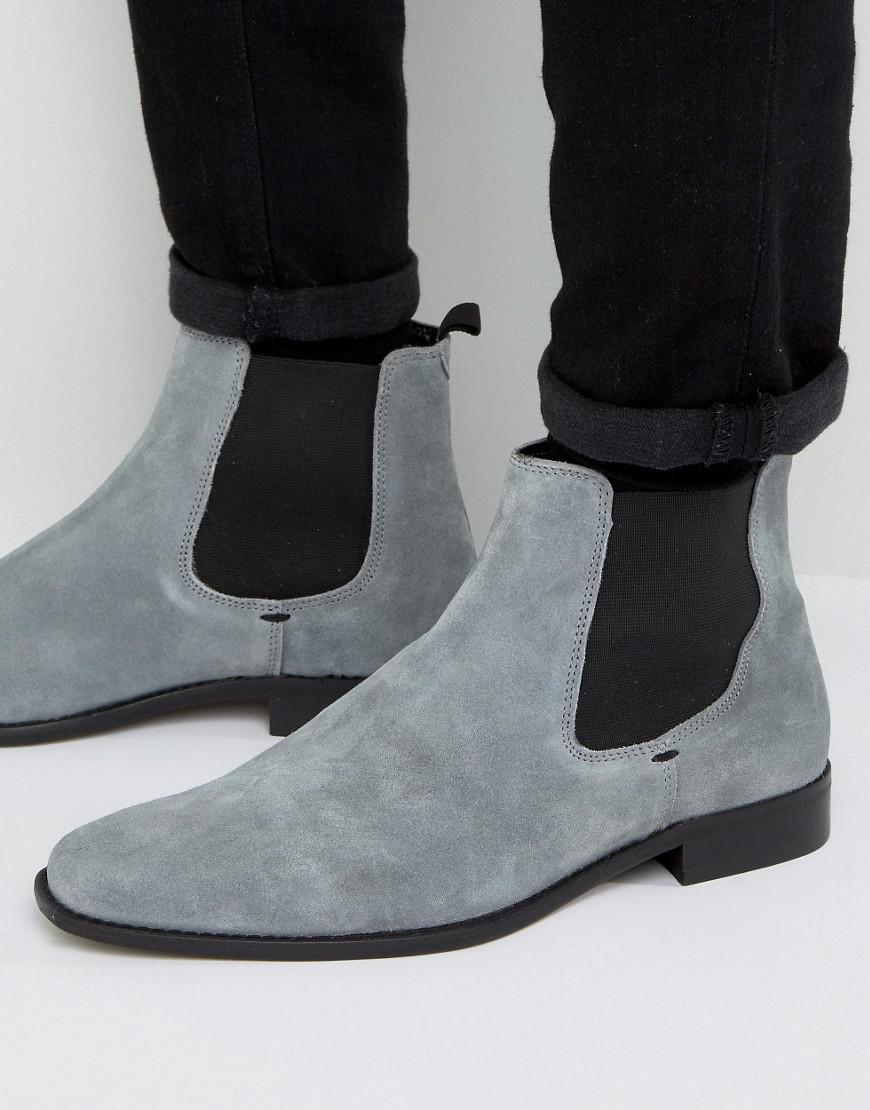 Lyst - Dune Marky Chelsea Boots In Grey Suede in Gray for Men