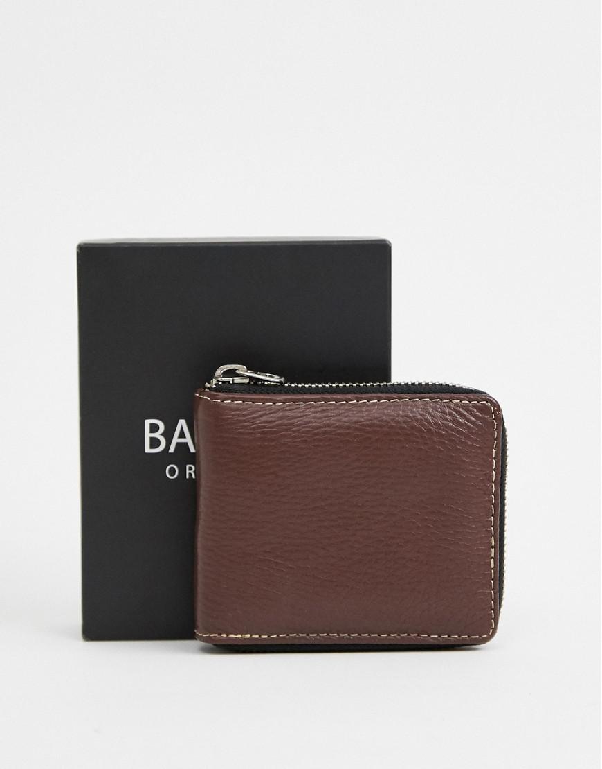 Barneys Originals Barneys Original Leather Zip Around Wallet In Brown in Black for Men - Lyst