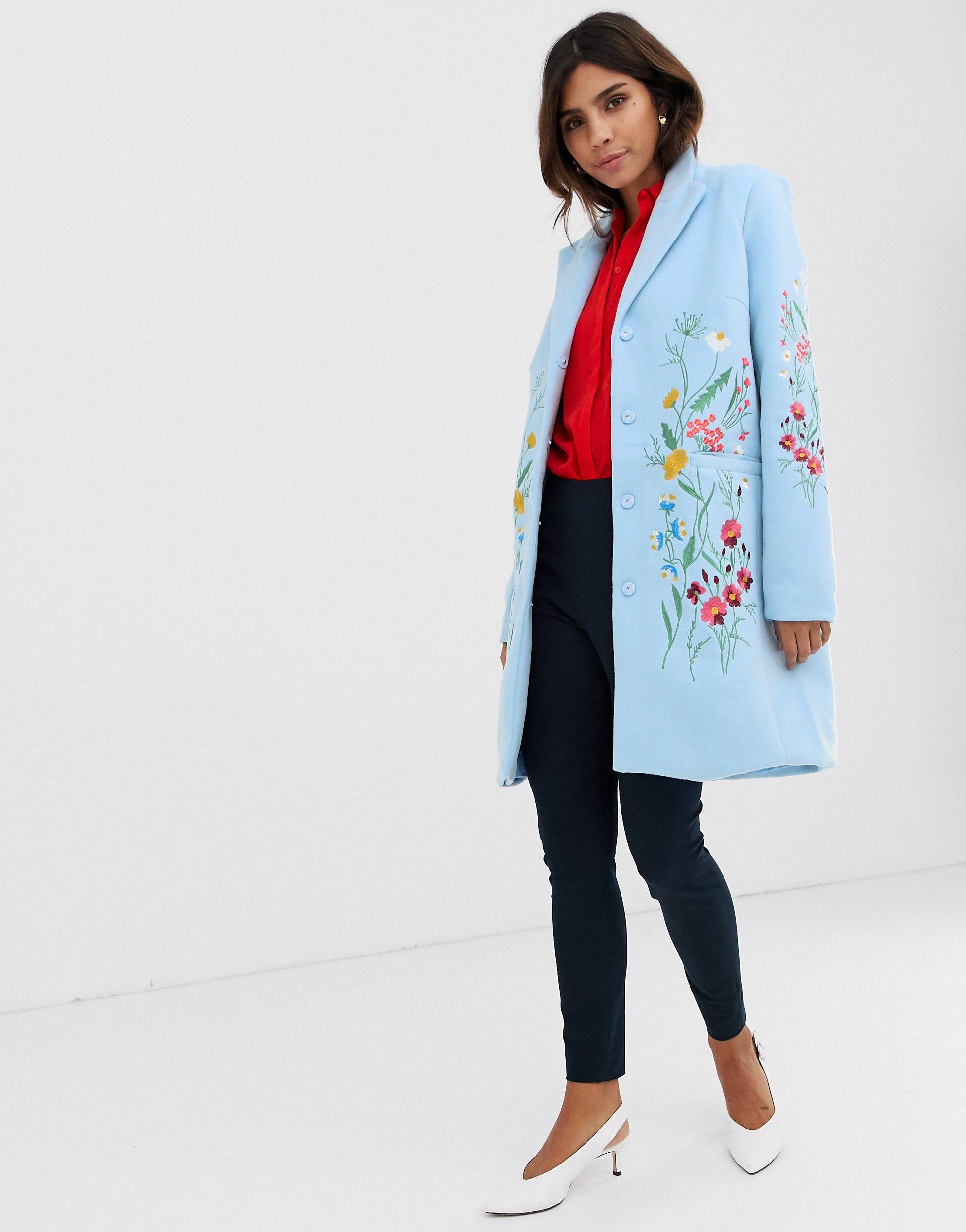 floral embroidered coat