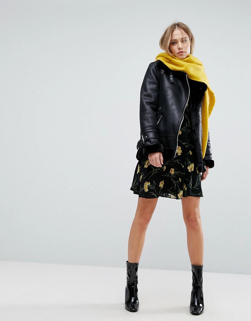 warehouse black aviator jacket