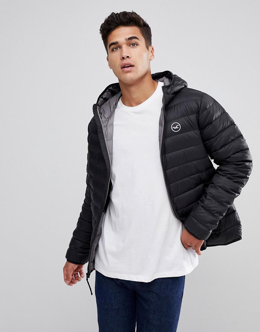 Hollister Synthetic Lightweight Down Jacket Hooded In Black for Men - Lyst