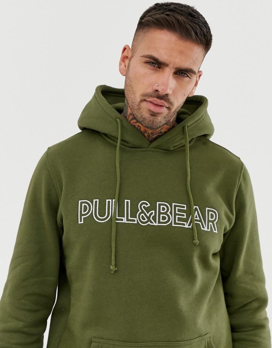 Pull&Bear Logo Hoodie in Green for Men | Lyst Canada
