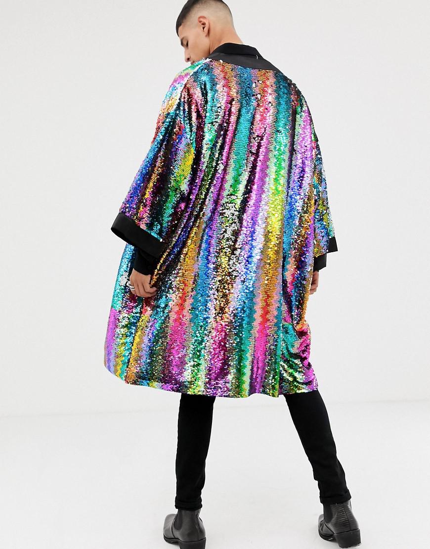 Jaded London Kimono In Rainbow Sequin for Men | Lyst Australia