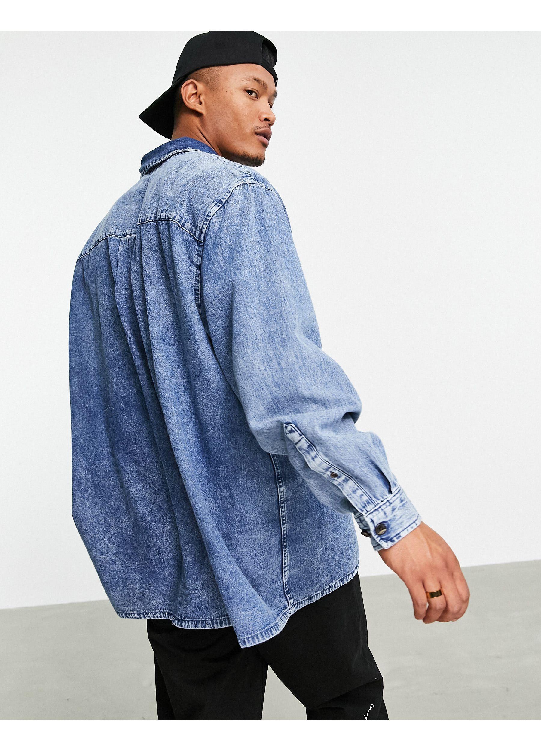 ASOS Extreme Oversized Denim Shirt in Blue for Men Lyst