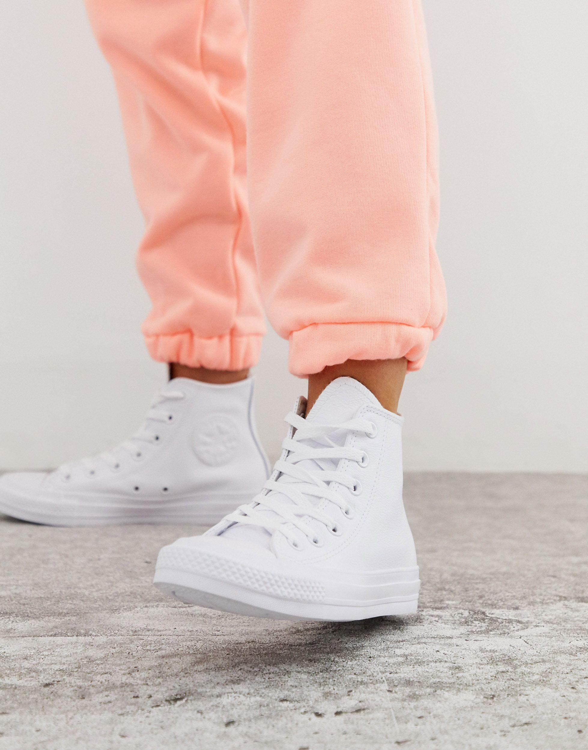 converse all star white leather high tops