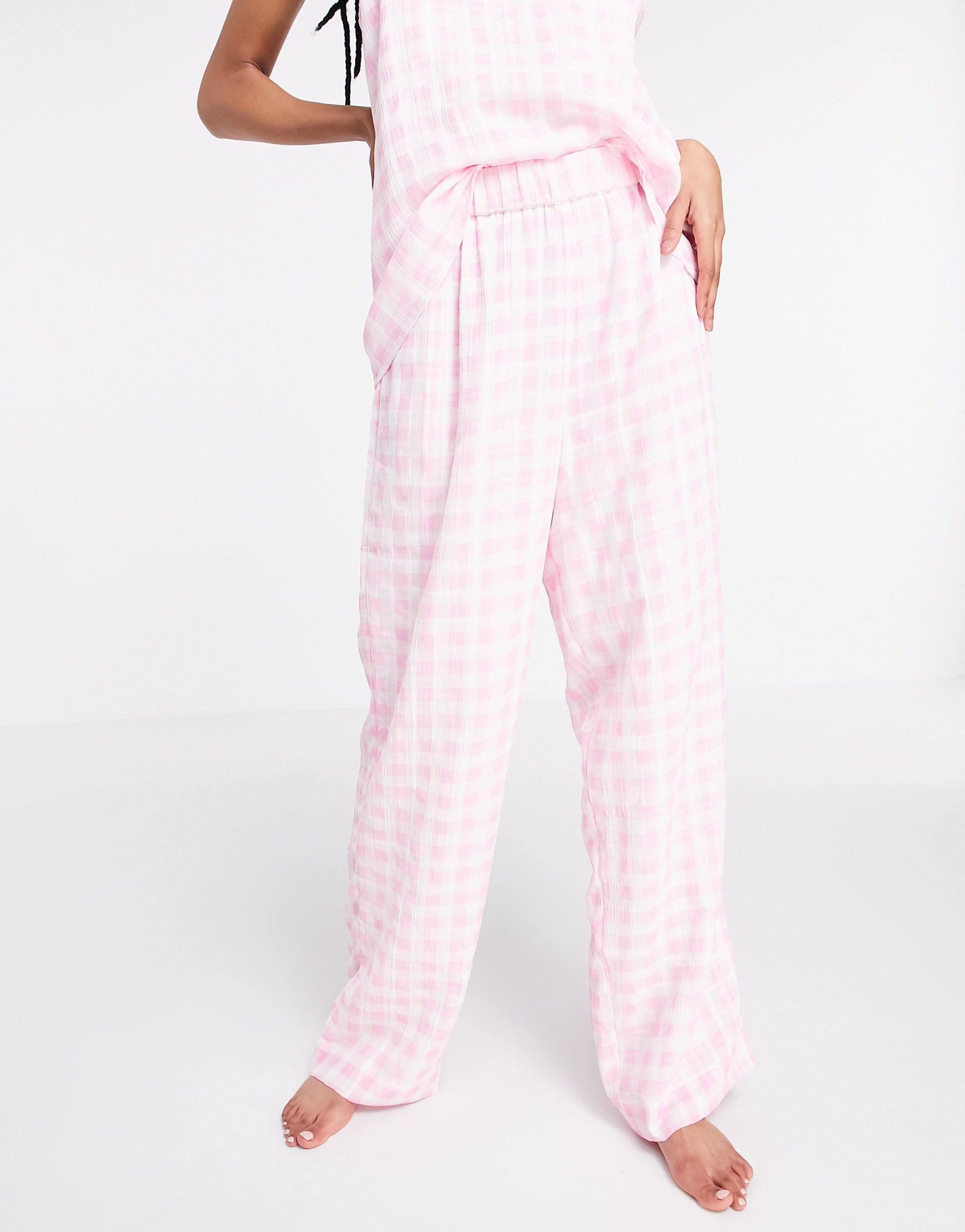 River Island Gingham Check Pyjama Cami And Trouser Set in Pink | Lyst