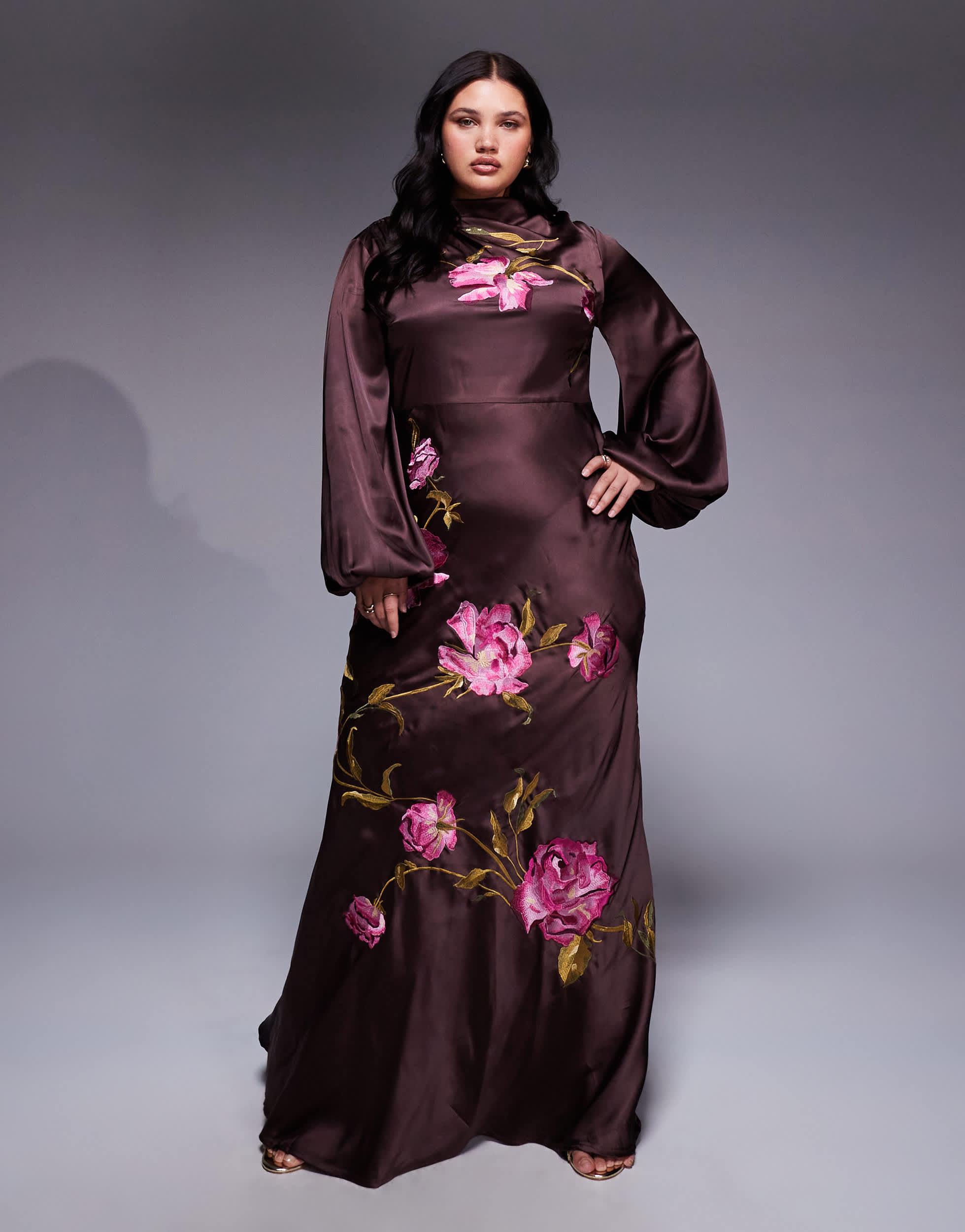 purple floral dress asos ASOS Design - Floral Embellished Maxi Dress - Women - Polyester - 2 US