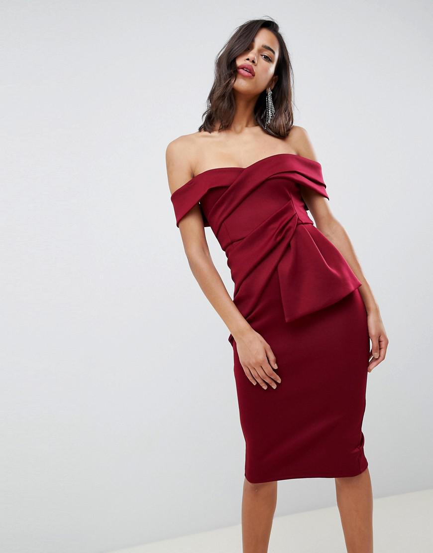 asos red bardot dress