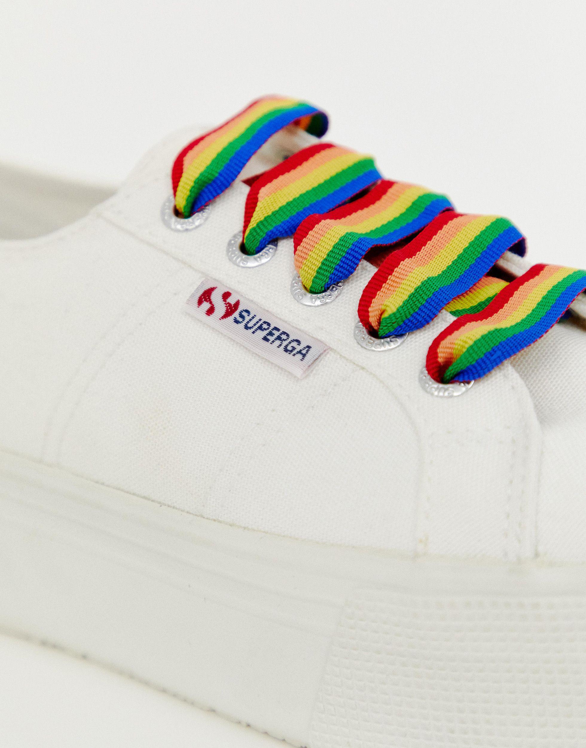superga bianche arcobaleno