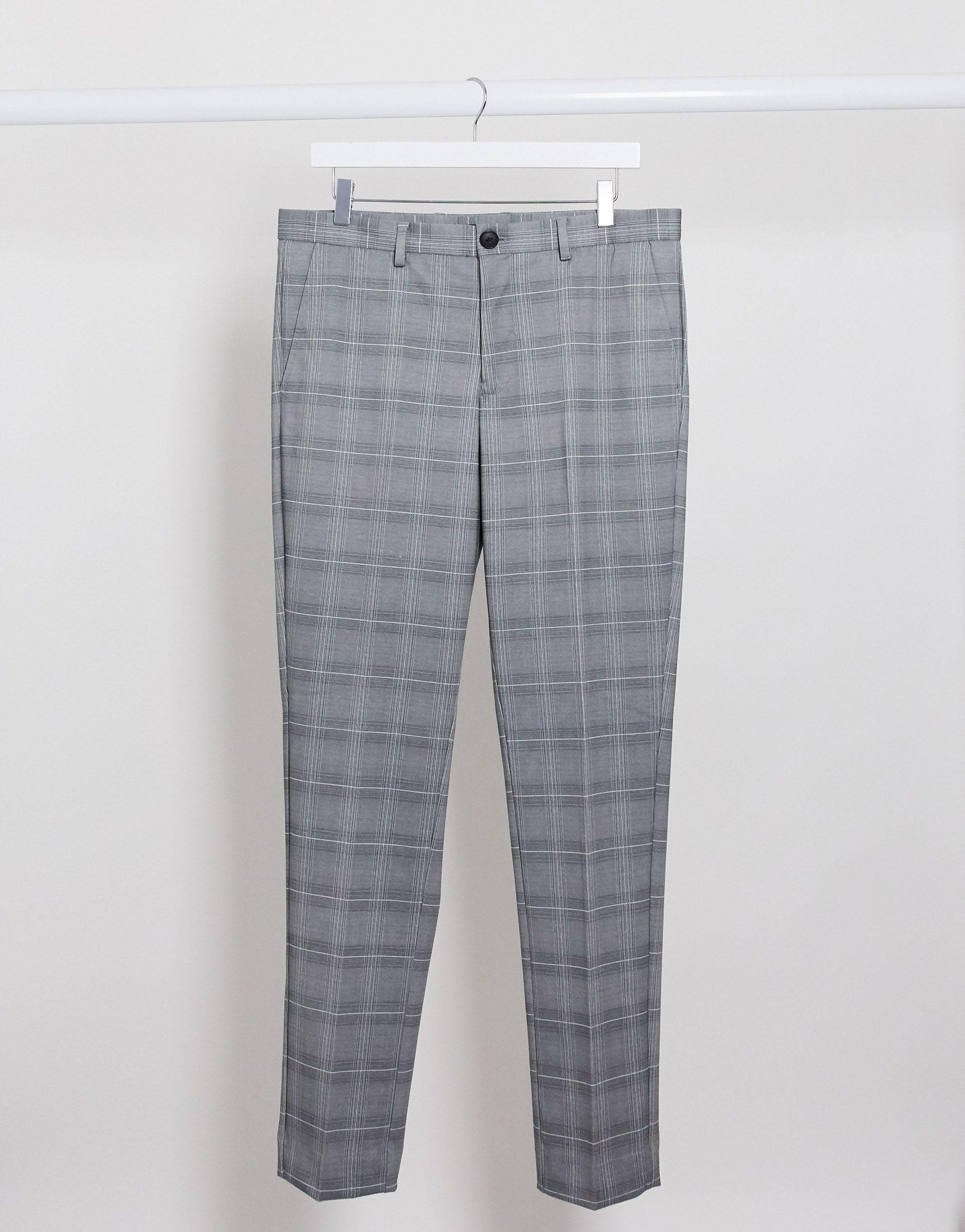 Denim Check Trousers in Grey (Grey 
