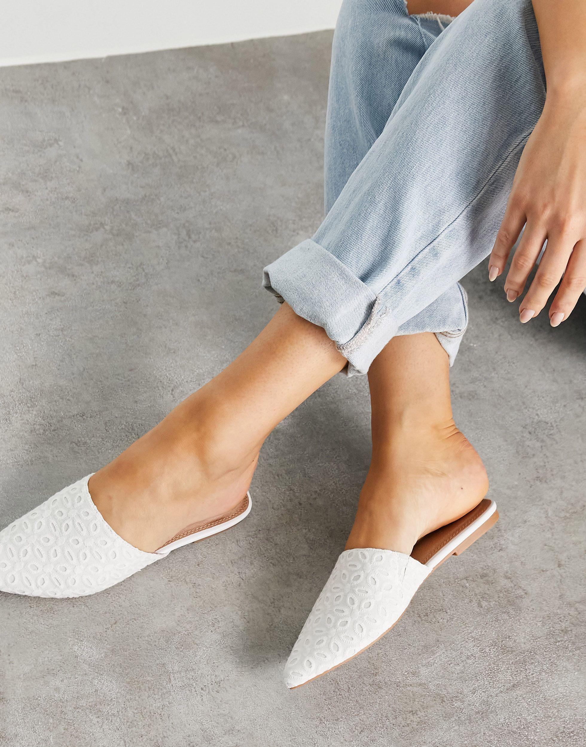 white pointed mule