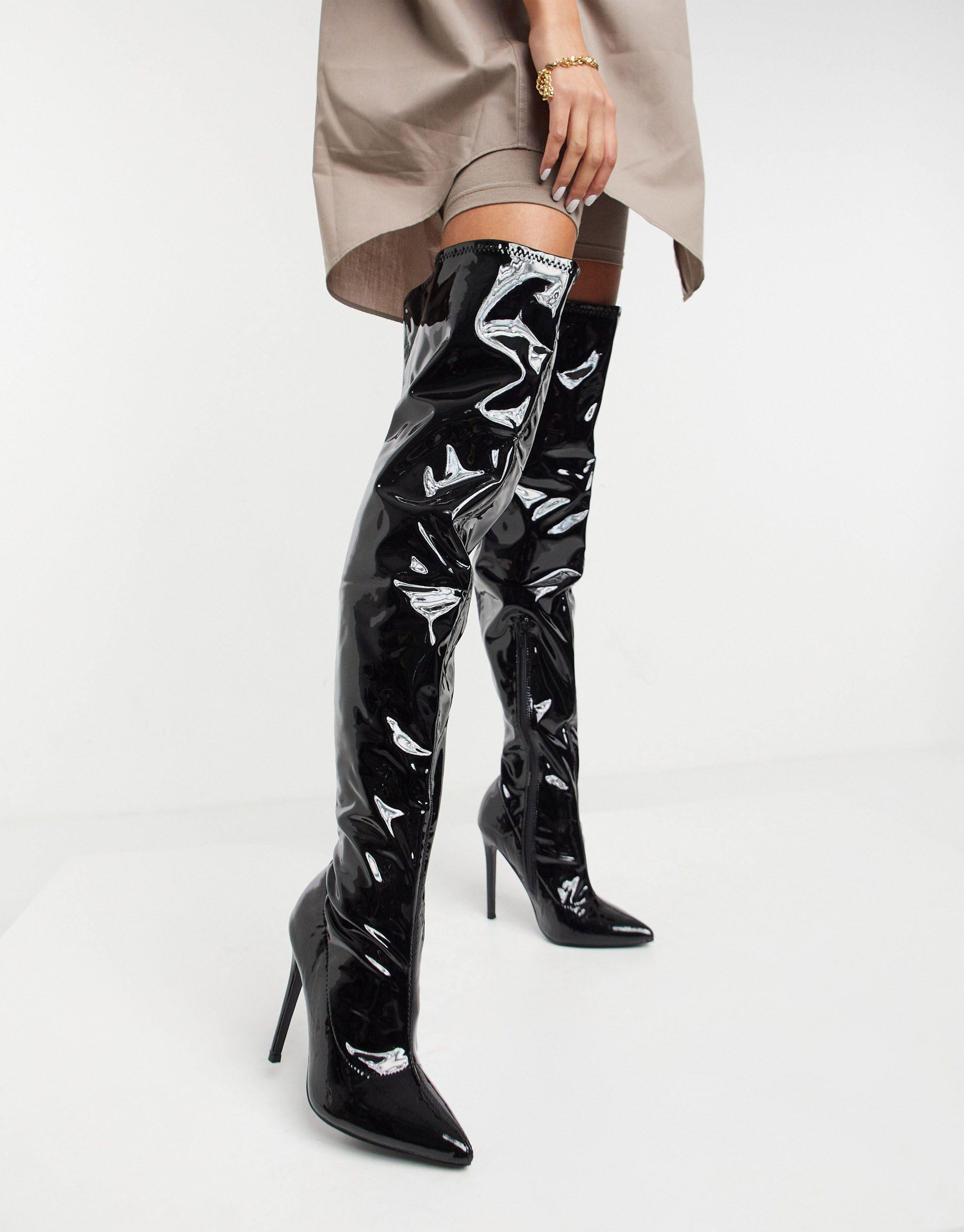 Botas altas hasta el muslo negras ASOS de color Negro | Lyst
