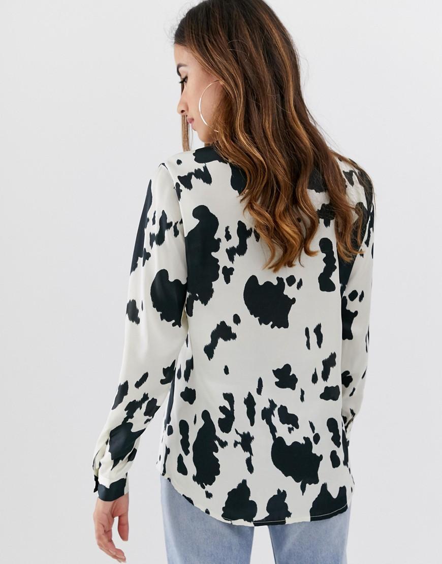 ASOS Relaxed Satin Long Sleeve Shirt In 