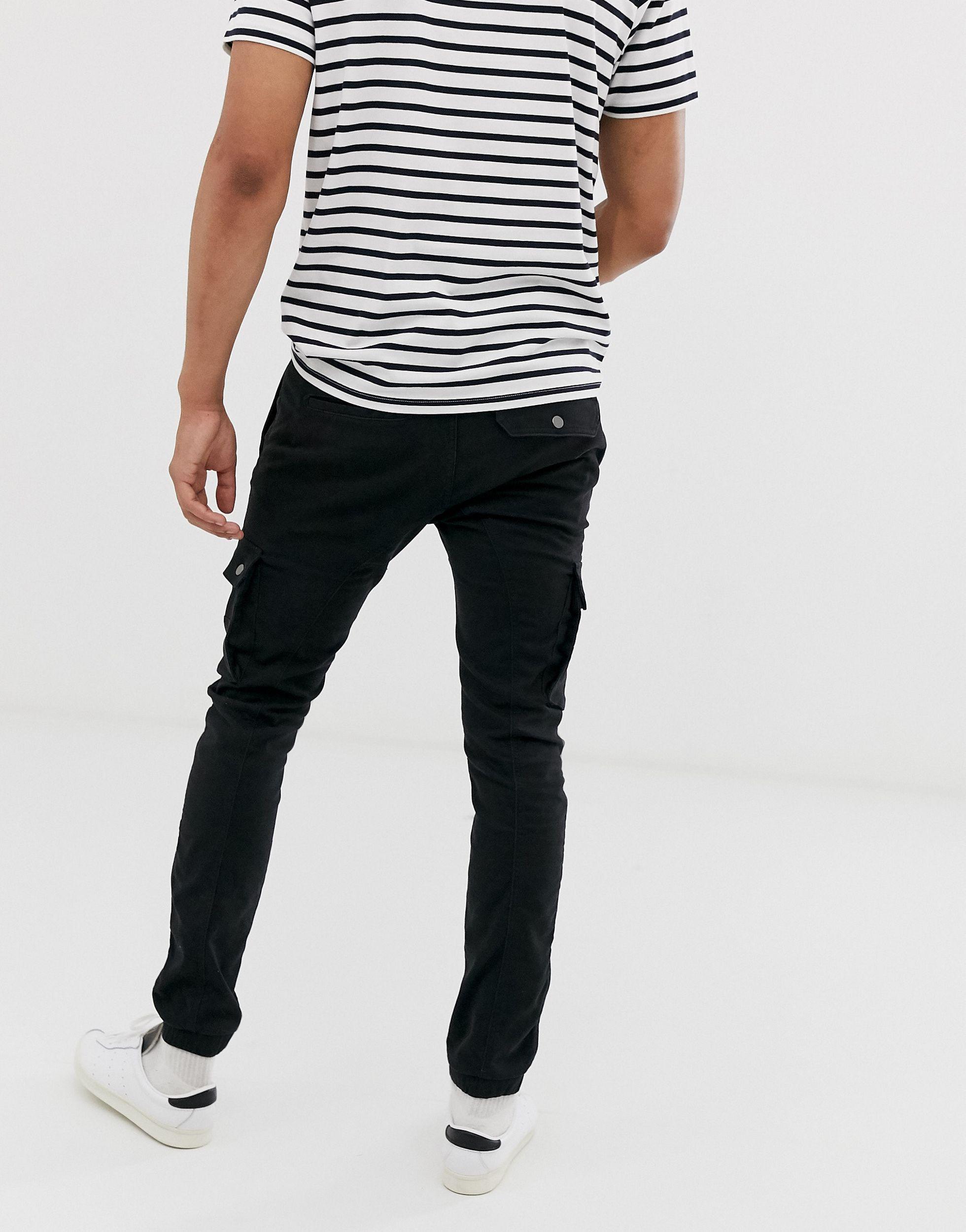 Pantalones cargo con bajo con vuelta en negro Celio* de hombre de color  Negro | Lyst