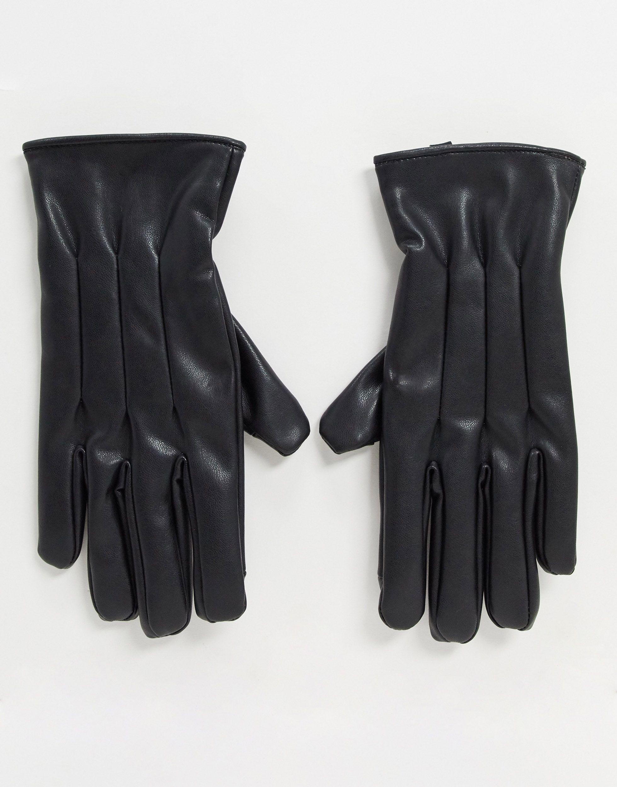 Jack & Jones Faux Leather Gloves in Black for Men - Lyst