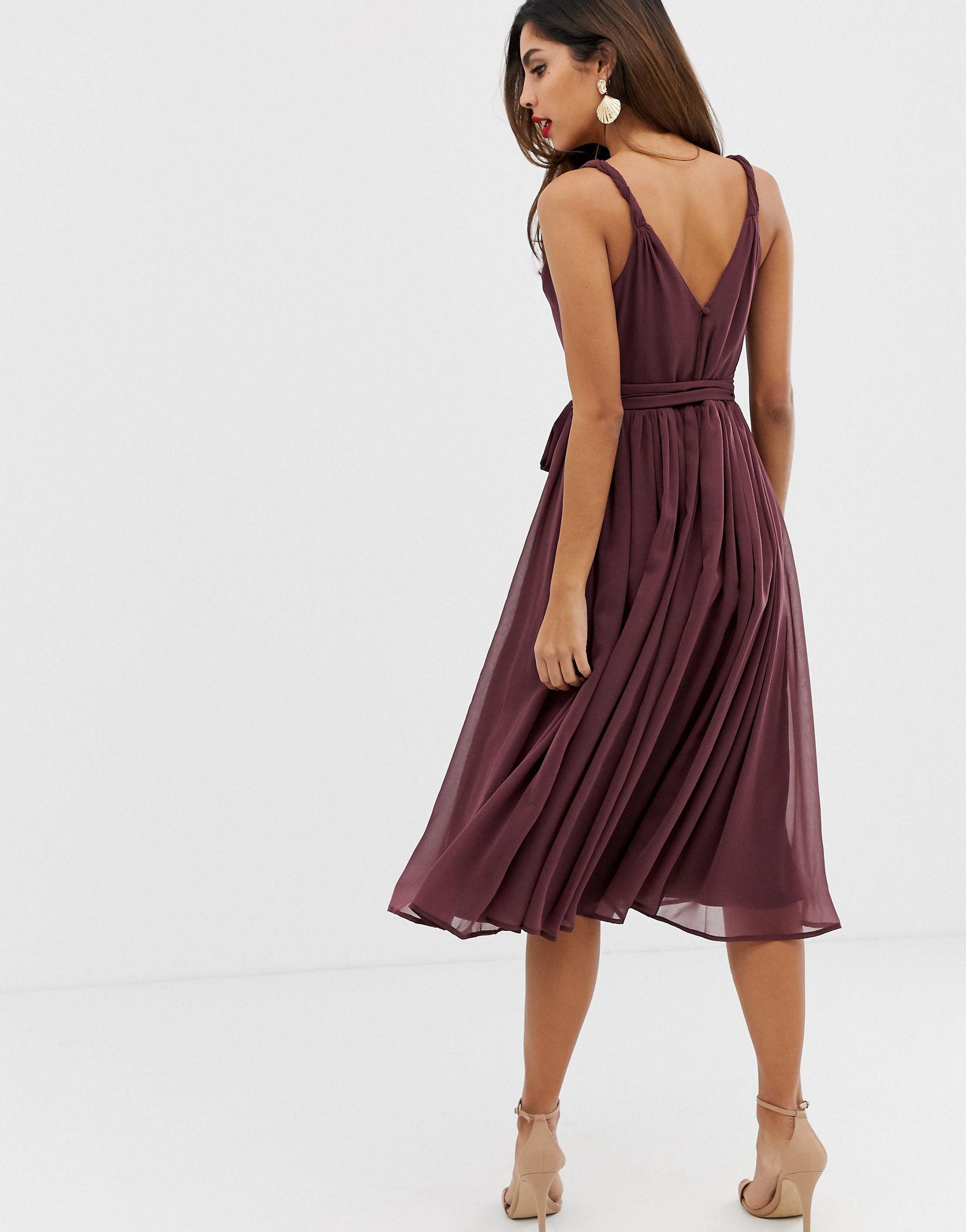 asos square neck midi prom dress