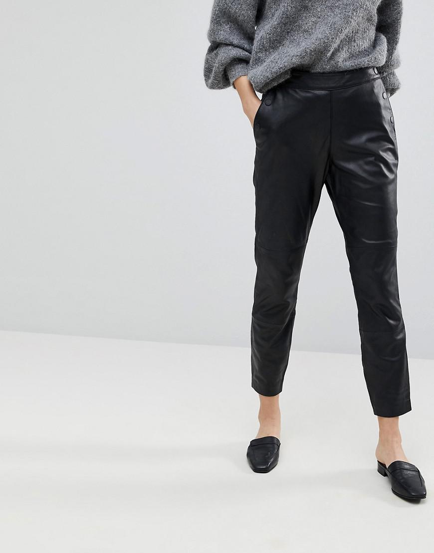 SELECTED Femme Leather Trousers in Black | Lyst