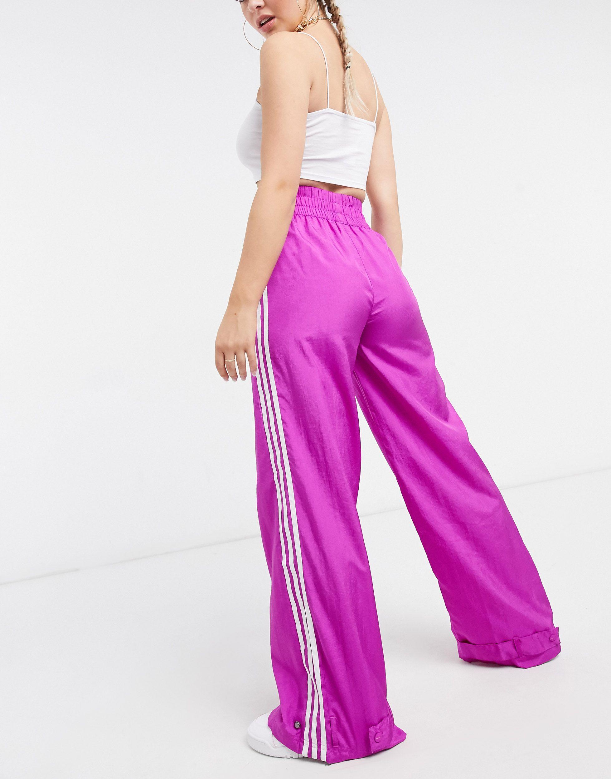 adidas Originals Bellista Three Stripe wide-legged Pants in Pink