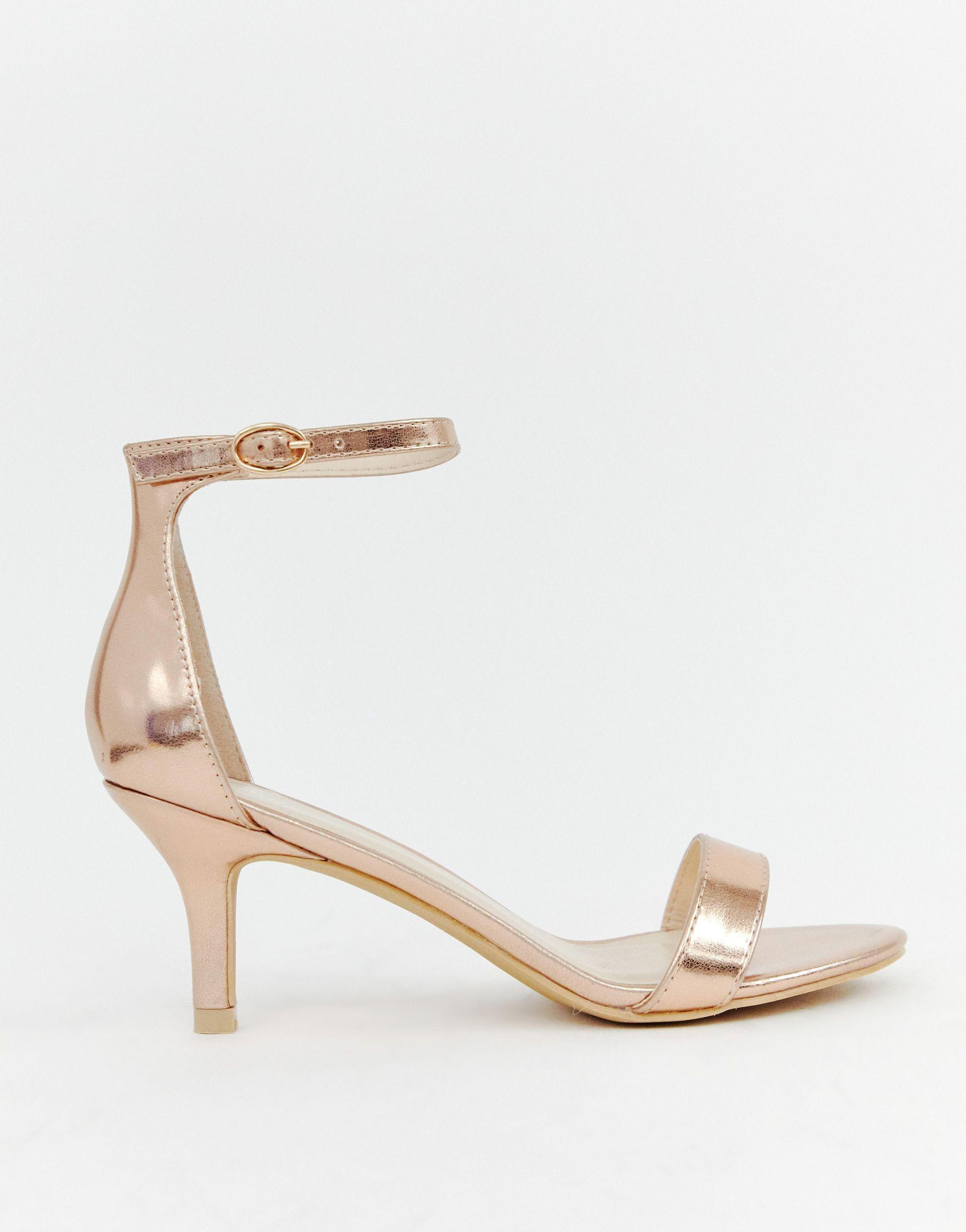 Glamorous Rose Gold Kitten Heel Sandals Lyst Australia