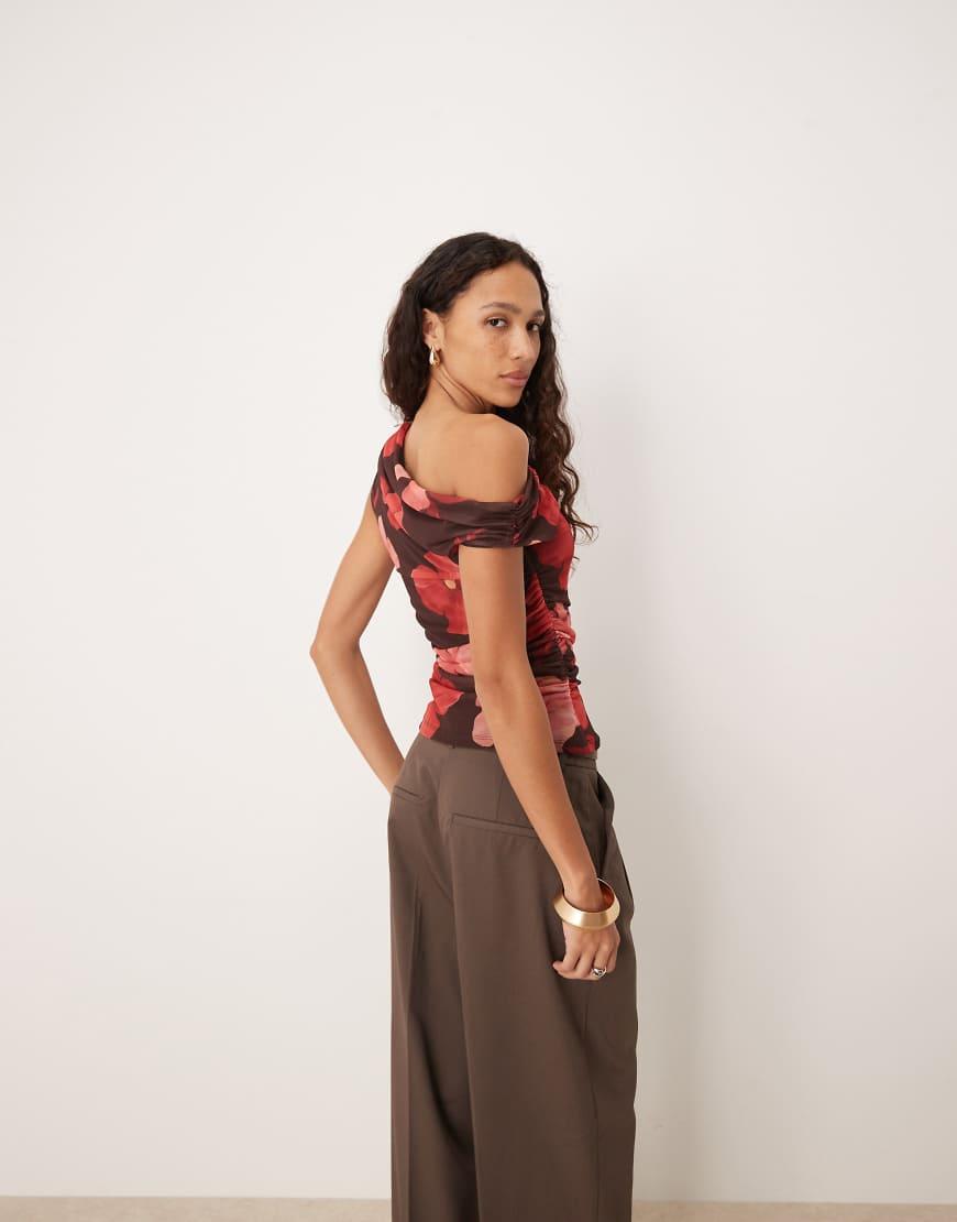 Mango Top Spalla Scoperta Top Drappeggiato Schiena Scoperta Donna