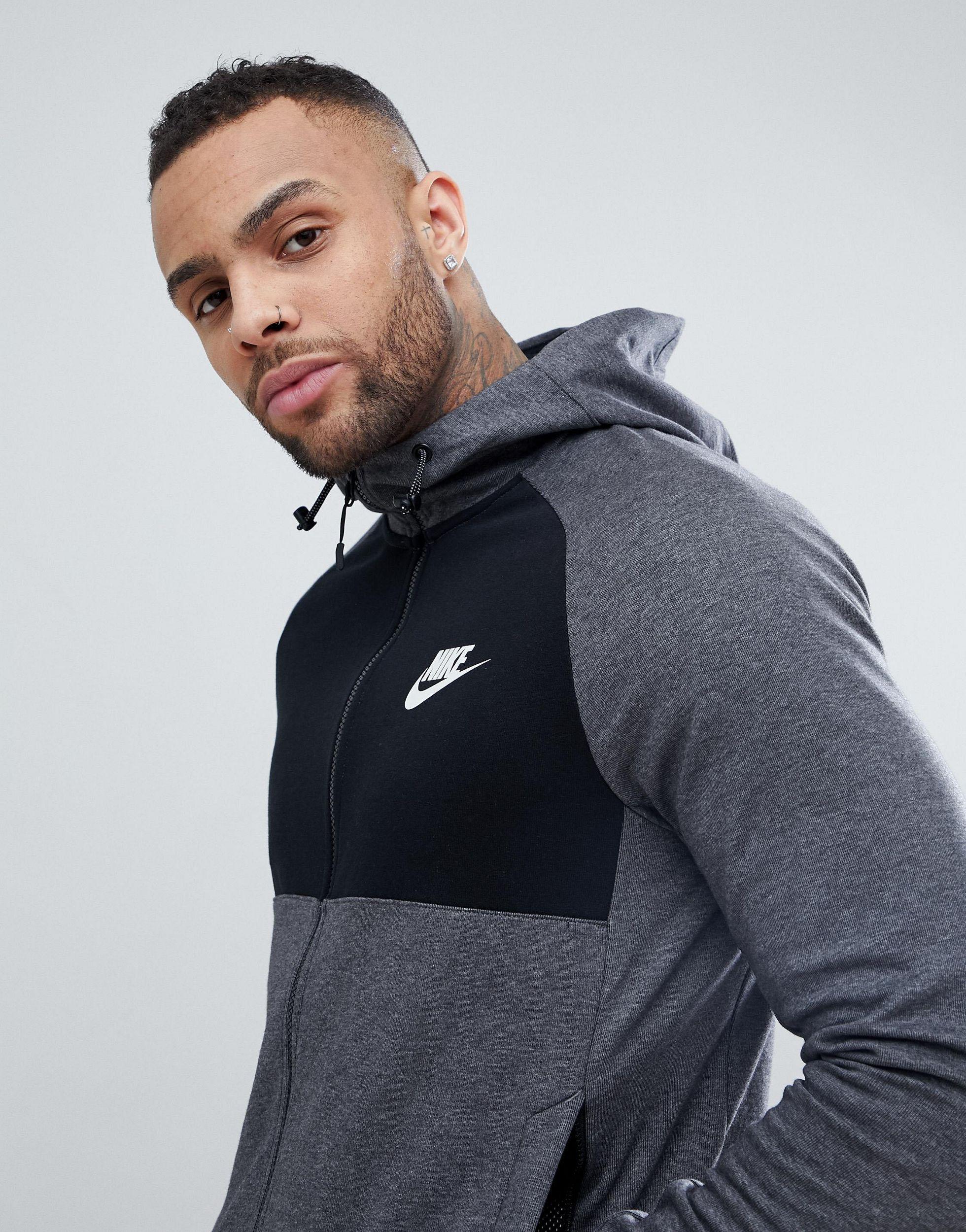 Nike Av15 Zip Through Colour Block Hoodie In Grey 861742-071 in Gray for  Men - Lyst