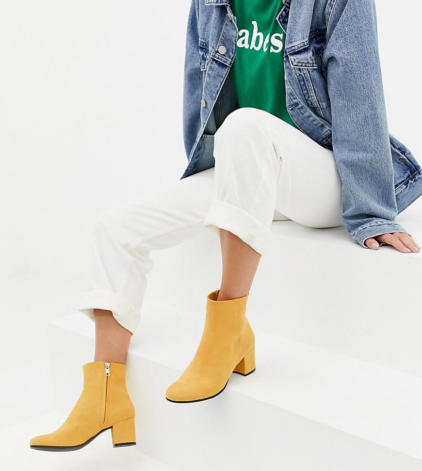 tung support Sparsommelig Monki Faux Suede Heeled Ankle Boots In Yellow | Lyst
