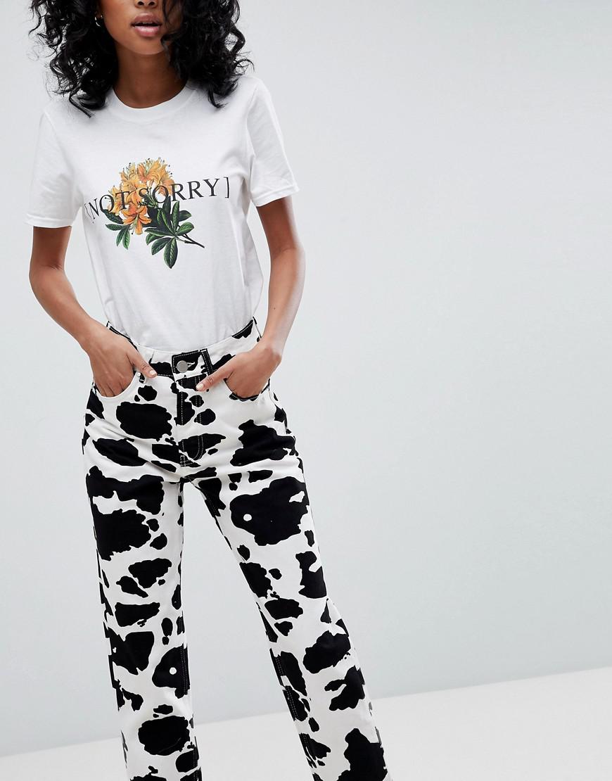 cow print mom jeans