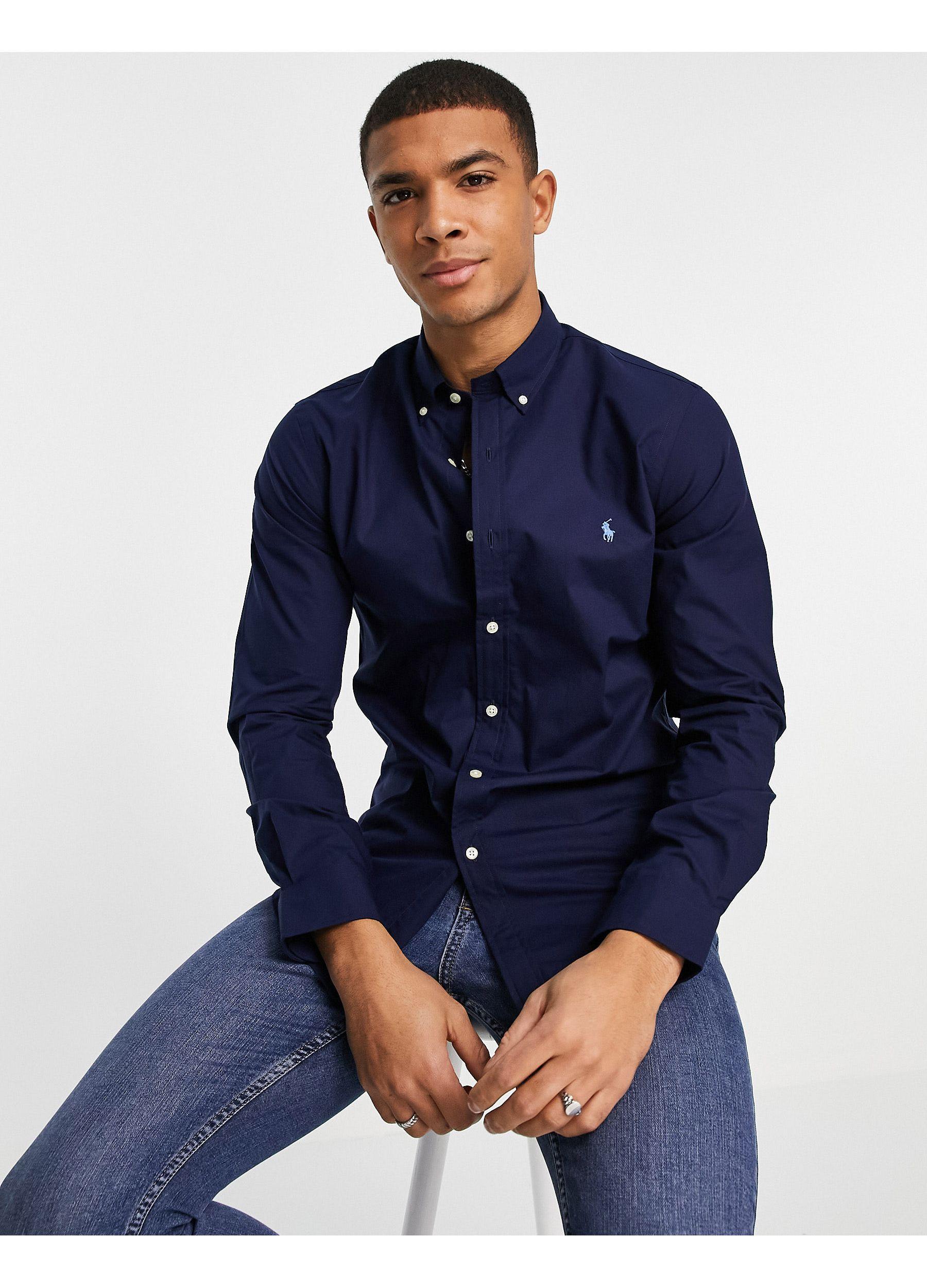 navy polo button down