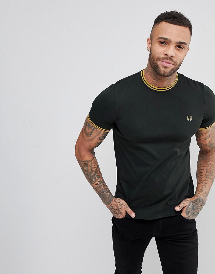 Fred perry Slim Fit Twin Tipped Ringer T-shirt In Green in ...