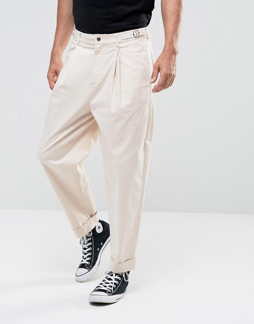 ASOS Wide Balloon Pants In Stone in Natural for Men
