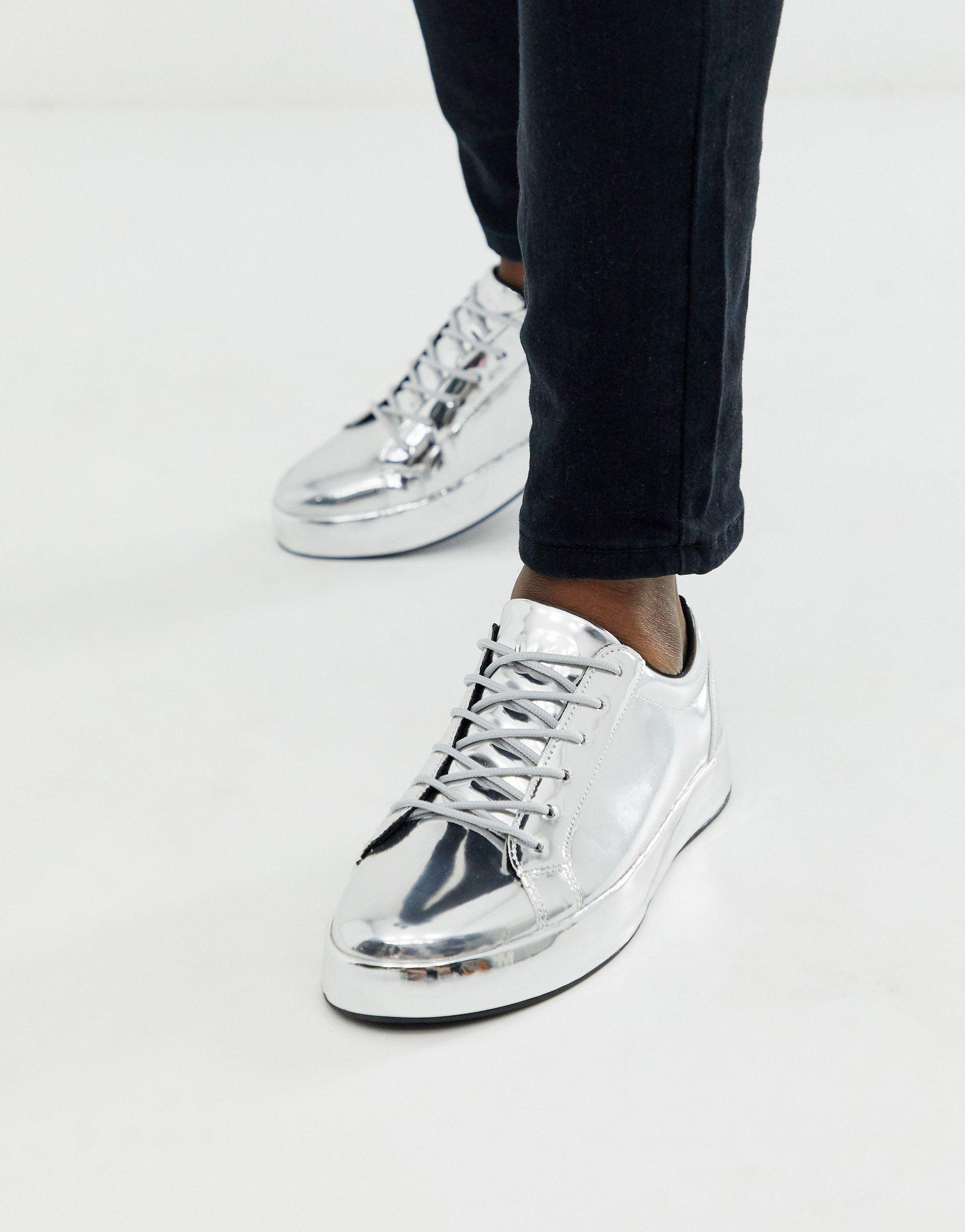 asos silver trainers