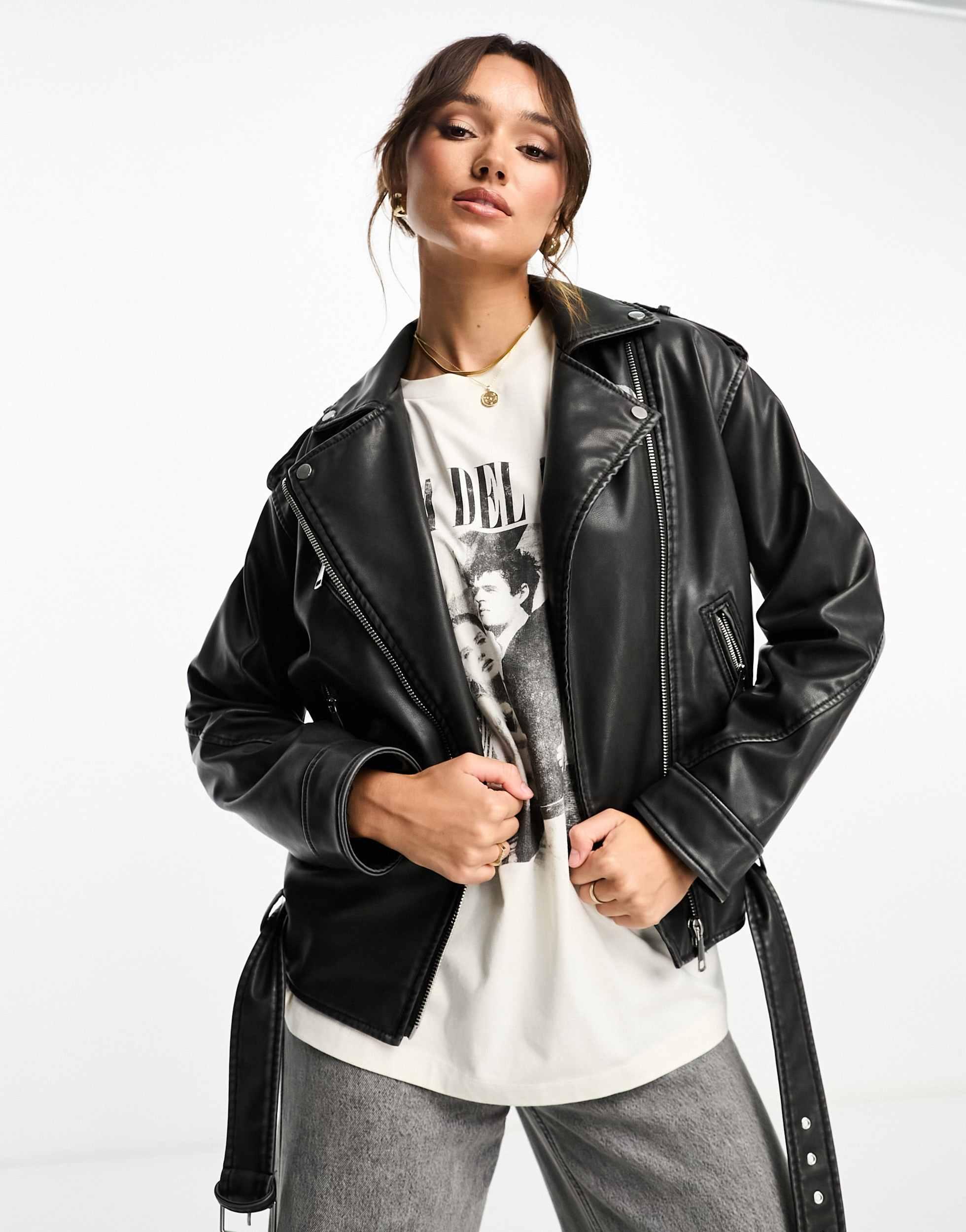 Stradivarius Kunstlederjacke Mit Teddyfutter Teddy Jacke