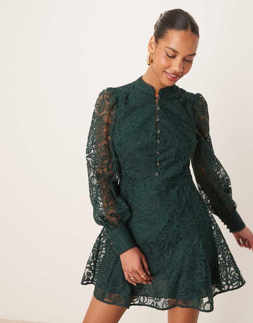 Vestito Skater Corto Con Maniche di Forever New in Verde Lyst