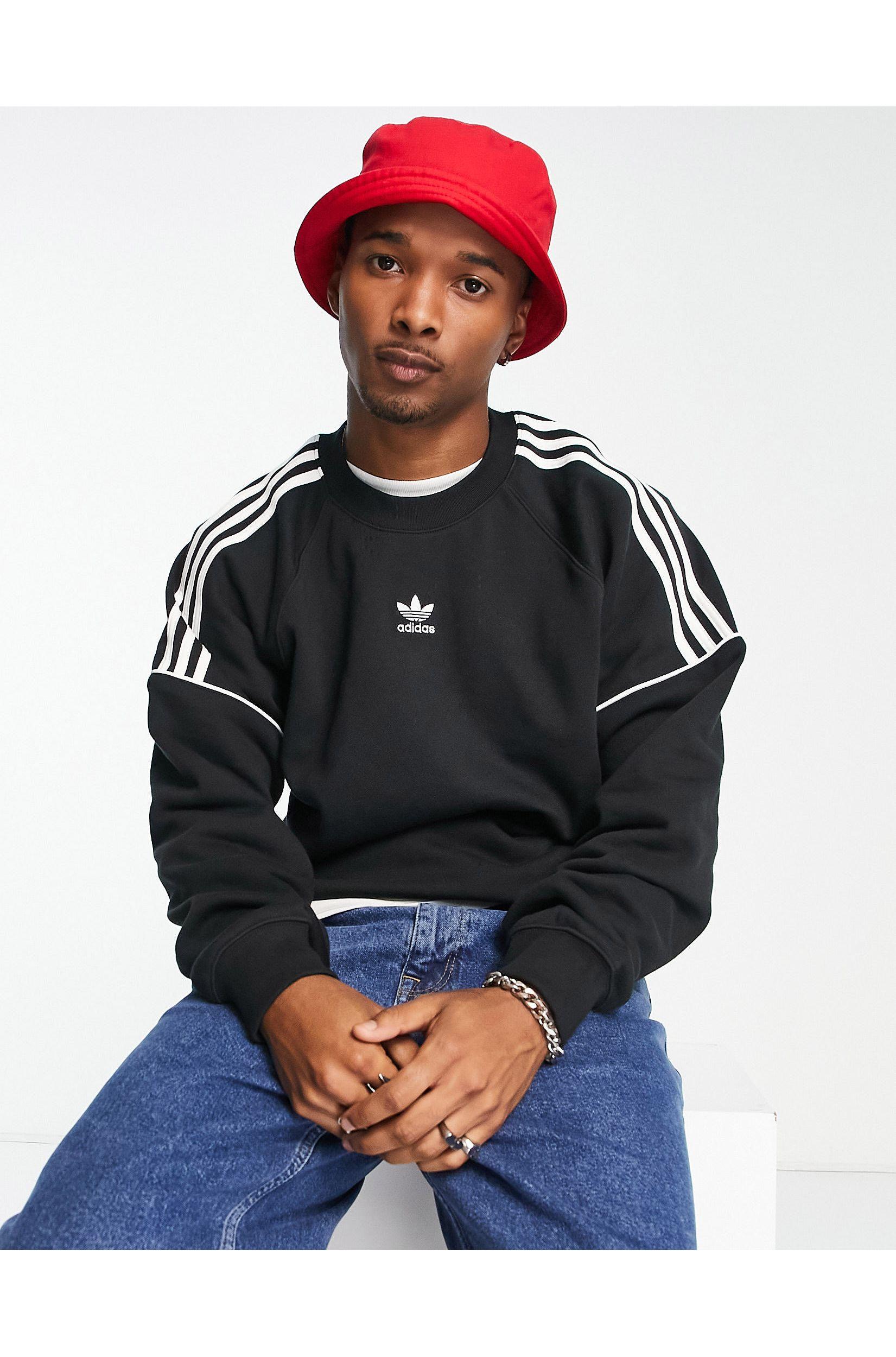 adidas Originals Rekive 3-stripes Logo Sweatshirt in Black for Men | Lyst