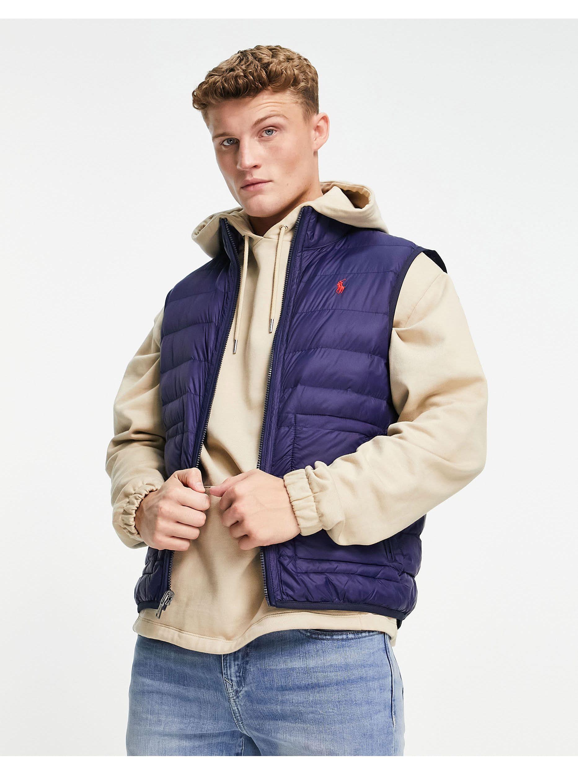 Polo Ralph Lauren Synthetic Golf Icon Logo And Check Reversible Puffer  Gilet in Navy (Blue) for Men | Lyst Australia